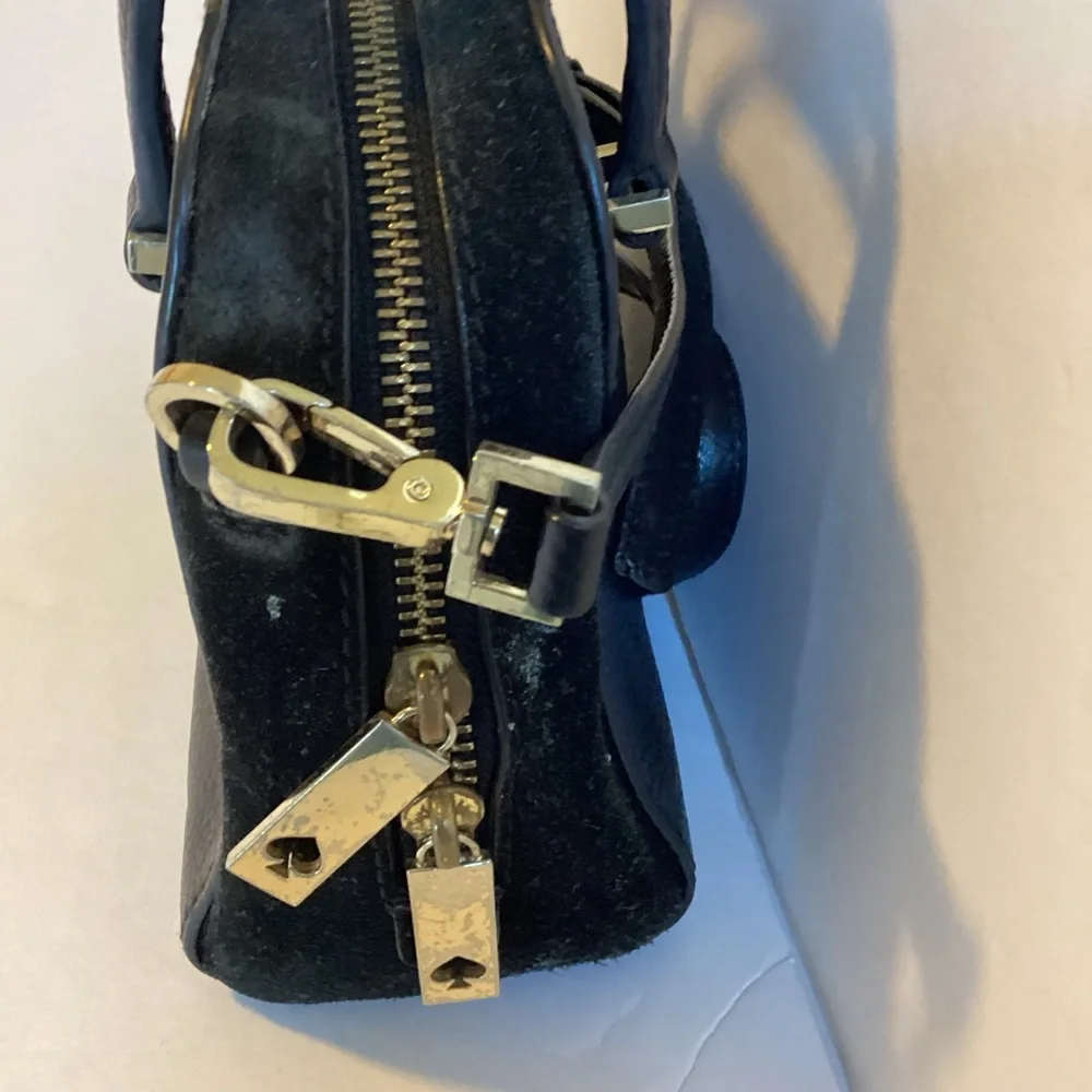 Kate Spade Kay Street Small Felix Satchel Black Pebbled Leather Suede Trim Bag - Picture 4 of 15